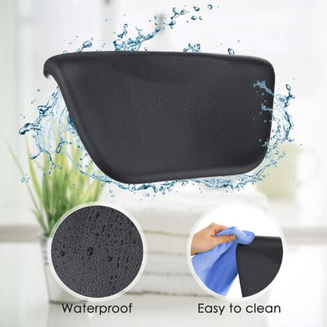 Oreiller De Bain PU Avec Ventouses - Appuie-tête Ergonomique Pour Spa Ou Baignoire - Neuf Gris Foncé