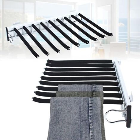 Porte-pantalon Extensible Mural 9 Barres - Montage Latéral Gauche - Capacité 14-16 Kg - 8