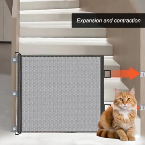 Barrière Sans Perçage Escalier Barrière Rétractable Pour Chien/chat/enfant - Filet Sans Perçage - Pour Escalier, Cuisine, Balcon - 110cm Ou 180cm Barrière Escalier Chat Chien