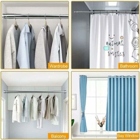 Rail de penderie extensible en acier inoxydable de 31 à 51 cm, tringle à vêtements réglable avec douilles Argent -INHHUB