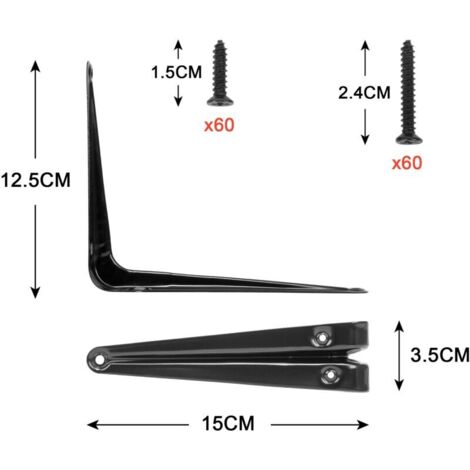 lot de 20 supports d'angle plats, plaques d'assemblage métalliques à
