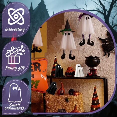 Norhogo Statue Fantôme Halloween - Figurine Résine Artisanale 6x8,5 Cm - Déco Intérieur/extérieur - Cadeau Original Esprit Effrayant Mais Mignon
