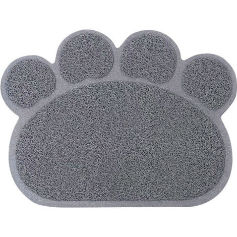 Tapis Litière Pour Chats, Haute Qualité Bac À Litière Pour Chats Grande, Matériel de Pvc, Forme de Patte de Chat Mignon, Imperméable et Durable, Facile À Nettoyer, Antidérapant, Gris, 40 cm × 30 cm (1/5)
