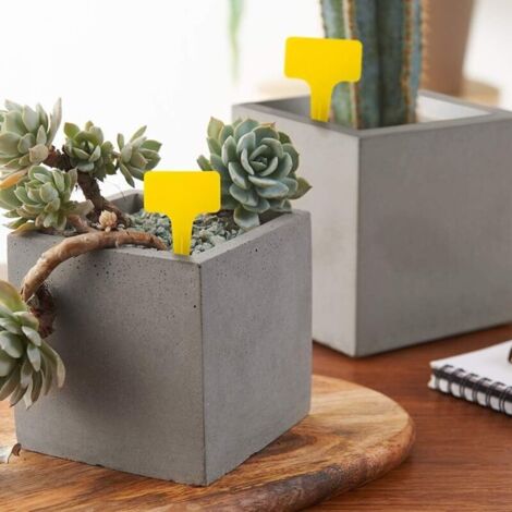 Lot de 100 étiquettes en plastique imperméables pour plantes en pot (jaune