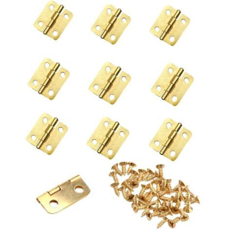 10 charnières dorées, métal robuste 18 x 16 mm, charnières mini pour boîte à bijoux, maison de poupée et bricolage bois (1/5)