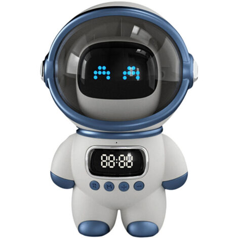 1 haut-parleur astronaute, Bluetooth 5.1 avec IA vocale, horloge numérique et veilleuse LED, cadeau d'anniversaire pour enfant ou ado