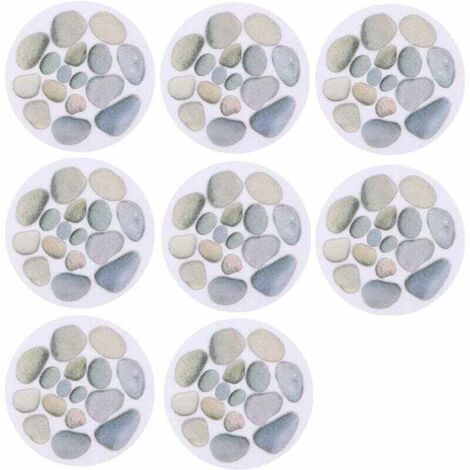 8 autocollants antidérapants baignoire, motif pierre PEVA imperméable, pour douche et escaliers, usage salle de bain (1/4)