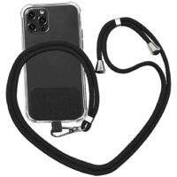 Lanière Réglable Pour Téléphone - Sangle De Cou Tissée Polyester, Universelle, Blanc-Bleu - Libérez Vos Mains