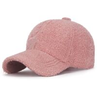 Casquette de baseball en laine d'agneau artificielle Casquette hip-hop en polaire à rayures Teddy pour l'hiver chaud