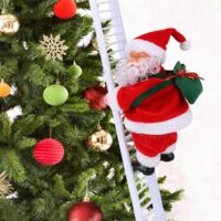 Poupée Père Noël Électrique, Escalade et Chant pour Décoration de Noël Intérieure et Extérieure