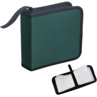 Pochette CD, Pochette Range CD pour 40 CD, Pochettes CD Rangement DVD Chemise pour Voiture et Maison, Vert
