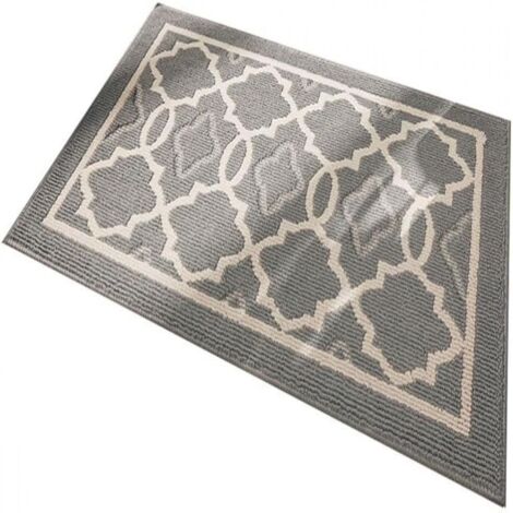 Tappeto da porta in peluche tessuto in stile nordico, tappeto sporco da esploratore, tappeto di benvenuto per porta d'ingresso a profilo basso (Colore: grigio, Dimensione: 50 x 80 cm) (1/5)