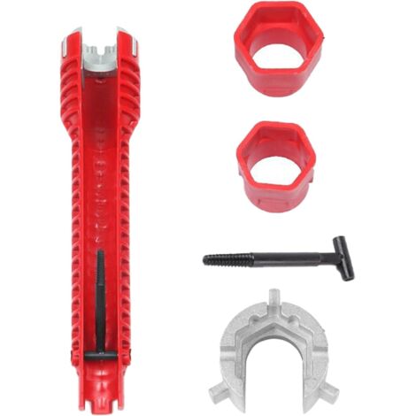 Chiave multifunzione 8 in 1 per rubinetti, installatore di rubinetti per lavabo e strumento di installazione per WC/lavabo/bagno/cucina, ferramenta idraulica (1/5)