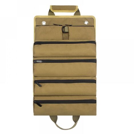 Bolsa de herramientas multifuncional de gran capacidad, bolsa de almacenamiento para herramientas de mantenimiento, kit de material, caqui (1/5)