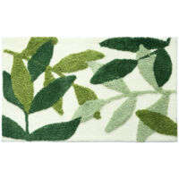 Alfombra de baño, antideslizante absorbente, suave y agradable para la piel, alfombra de baño con motivos de hojas verdes, 40x60 cm