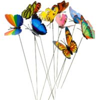 50 piezas de mariposas de colores de 7 cm para decoración de jardín, mariposas con palitos para patio, césped y jardinería