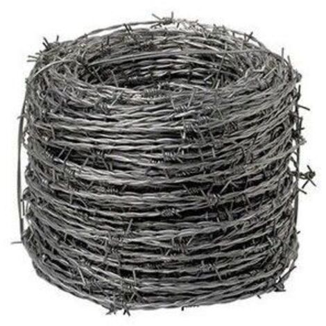 Wolfpack – Fil de fer barbelé galvanisé 100 mètres – Diamètre 2,0 mm – Espacement 15 cm – Pour chantiers humides et terrains accidentés (1/2)