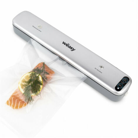 Wëasy SIL85 Emballeuse sous vide pour aliments secs et humides, usage domestique, 85 W, plateau de 30 cm, scellage instantané en secondes, inclut 10 sacs, en acier inoxydable, gris, argent (1/5)