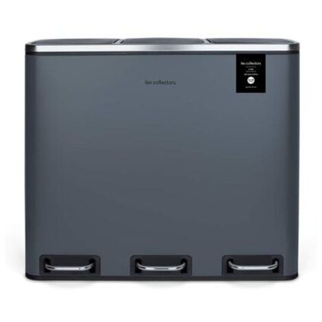 Poubelle à pédale, Dark Grey Les Collectors No. 984, capacité 60 l, robuste, cuisine, séparateur de déchets, 2 seaux, seau amovible, recyclage, tri des déchets (1/5)