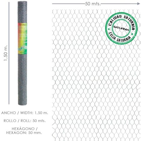 Grillage triple torsion 150 cm – Rouleau 50 mètres – Maille hexagonale 50 mm – Pour volières et poulaillers – Saturnia