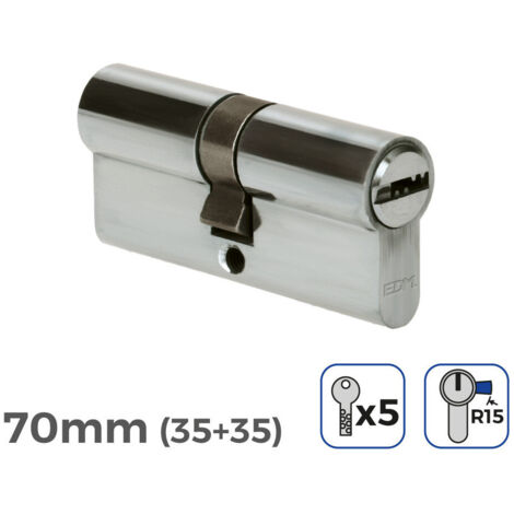 BOMBIN NICKEL 70mm (35+35mm) LEVER LONG R15 AVEC 5 CLÉS DE SÉCURITÉ INCLUSES EDM (1/3)
