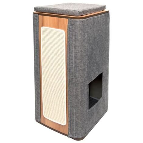 VESPER Arbre a chat en MDF - 42,5 x 87 x 42,5 cm - Gris pierre (1/5)