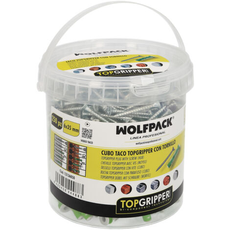Cubo Tacos Topgripper Bimaterial Con Tornillos Ø 6 mm. 250 Piezas (1/5)