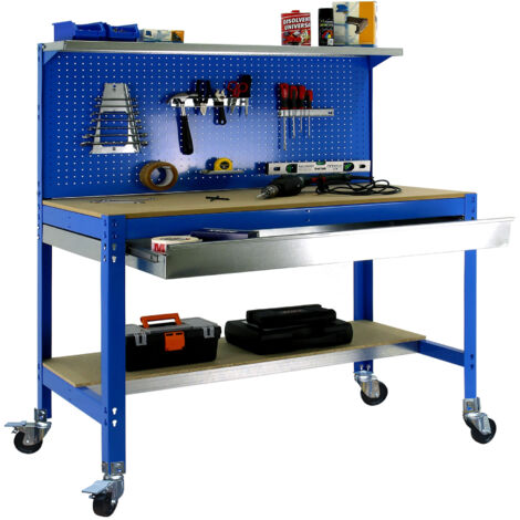 Simonrack Banc Standard bleu robuste avec roues (1/3)