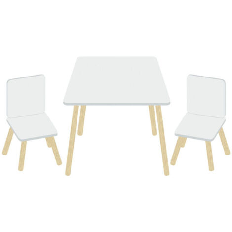 Ensemble Table En Bois (50X50X44CM) + 2 Chaises (26,5X26,5X50CM) (1/3)