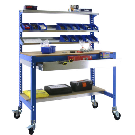 Simonrack Banc de travail industriel bleu robuste et mobile (1/3)