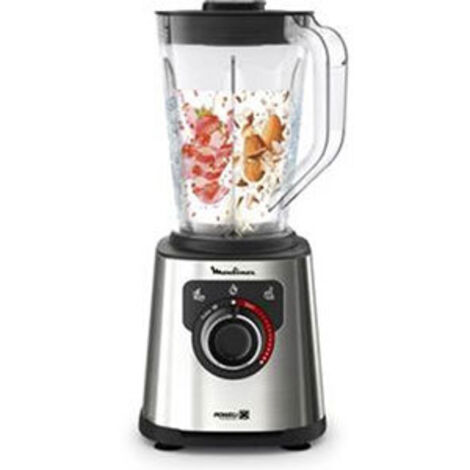 Moulinex – Blender 1.5L 1200W inox – Technologie Powelix pour mixage rapide – Bol en verre thermorésistant – 6 lames pour résultats parfaits
