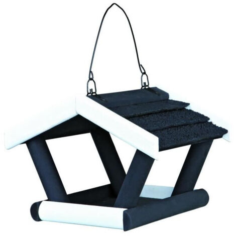 Natura mangeoire oiseaux suspendue, en pin 17 × 19 × 14 cm, noir/blanc (1/2)