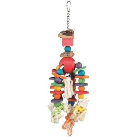 Jouet sur chaîne, avec corde &amp perles, bois/liège 35 cm