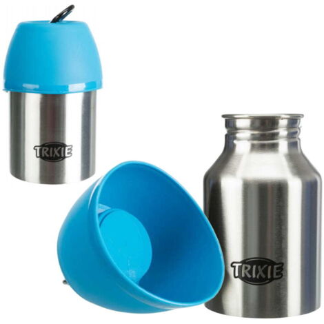 Bouteille de voyage avec bol pour chiens et chats, 0,3 l, Trixie