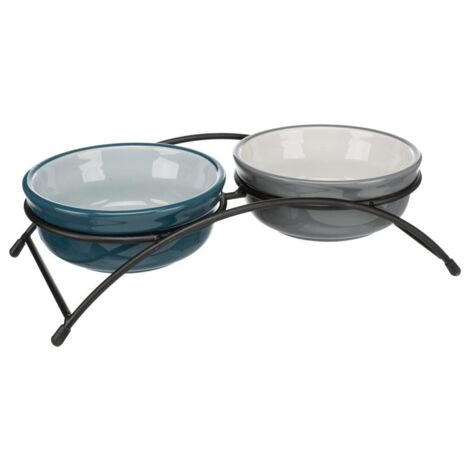Set gamelle, en céramique/métal 2 × 0,25 L/ø 13 cm/27 × 8 × 13 cm, pétrole/pétrole clair/gris/gris clair (1/5)