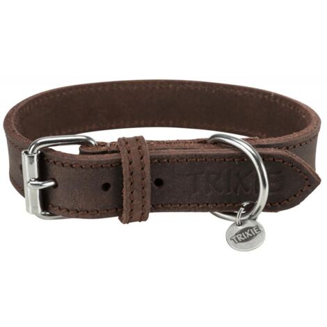 Rustic collier en cuir ciré et vieilli S-M: 34-40 cm/25 mm, brun foncé (1/2)