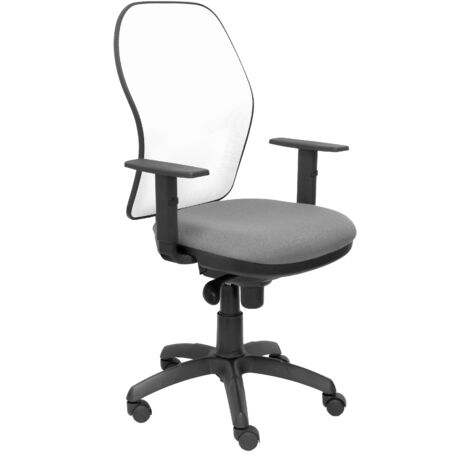 Chaise Jorquera en maille blanche siège gris clair (1/2)