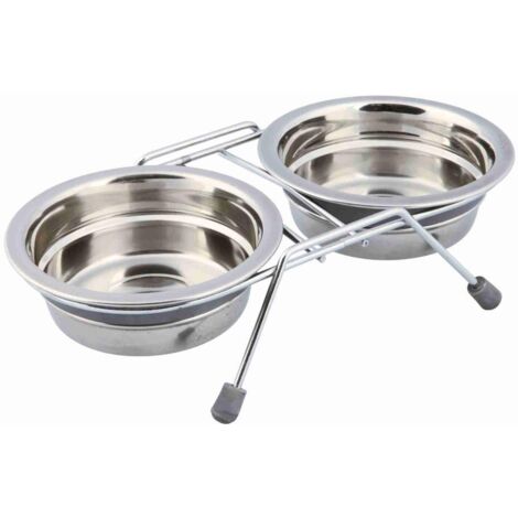 Set gamelle anti-bruit, en acier inox/métal 2 × 0,25 L/ø 11 cm/23 × 6 × 14 cm, gris (1/2)