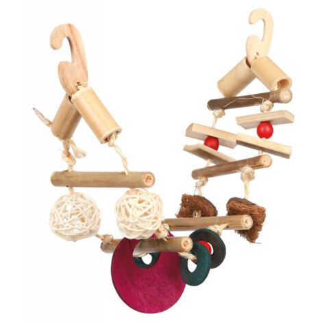 Pont suspendu sur corde sisal, en bambou/coco/bois - 45 cm