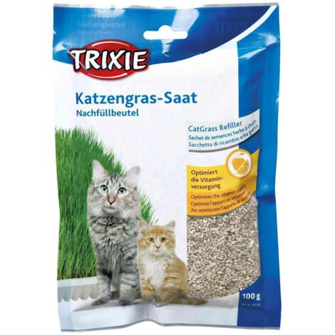 TRIXIE HERBE À CHAT - GRAINES À CULTIVER SOI-MÊME - PARTICULIÈREMENT DOUCE ET RICHE EN VITAMINES - IDÉALE POUR LES CHATONS - 100 (1/3)