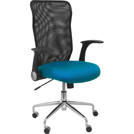 Dossier de chaise Minaya noir siège en maille bali vert pétrole (1/2)