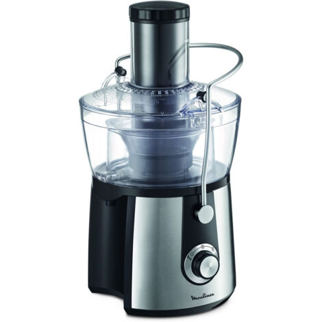 Moulinex – Centrifugeuse 800W inox/noir – Large tube d'alimentation pour fruits entiers – Capacité 2L – 2 vitesses pour ingrédients durs et mous - ju550d10 (1/6)