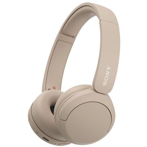 Casque sans fil Sony WH-CH520 avec arceau, appels/musique, port USB Type-C, Bluetooth et socle de chargement, couleur crème. (1/5)