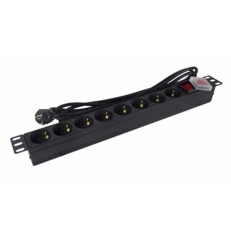 Bloc multiprises avec interrupteur phasak bns 1520/ 8 prises de current/ cable 3m/noir (1/4)