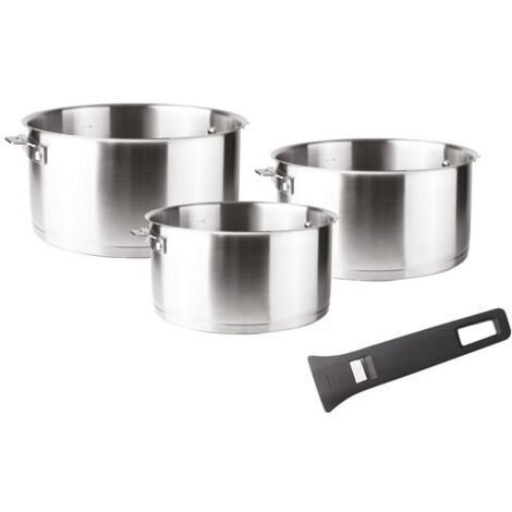 Set 3 casseroles inox 16 / 18 / 20 cm + poignée - Lacor - 56610 (1/5)