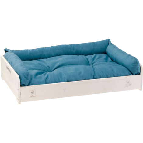 Ferplast HALL Lit d'intérieur pour chien Ferplast Hall de taille moyenne en bois FSC avec coussin en coton lavable. Cadre à lattes pour la ventilation, base avec pieds antidérapants.. Variante M - Mis (1/5)