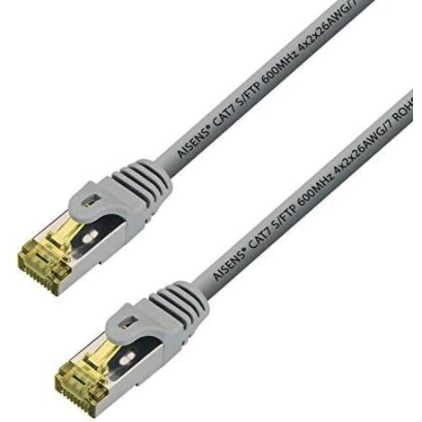 AISENS - A146-0338 Network Cable RJ45 patch cable LSZH Cat.7 600 MHz s/FTP pimf awg26, Grey, 10m (1/2)