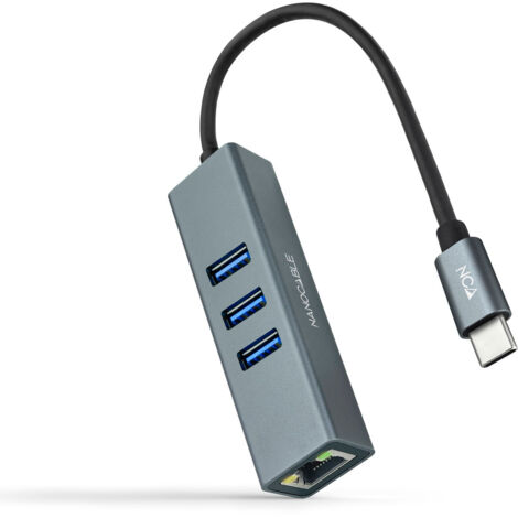 Convertisseur Usb-c vers Rj45 Gigabit Hub 3xusb Nanocable 10.03.0408 (1/2)