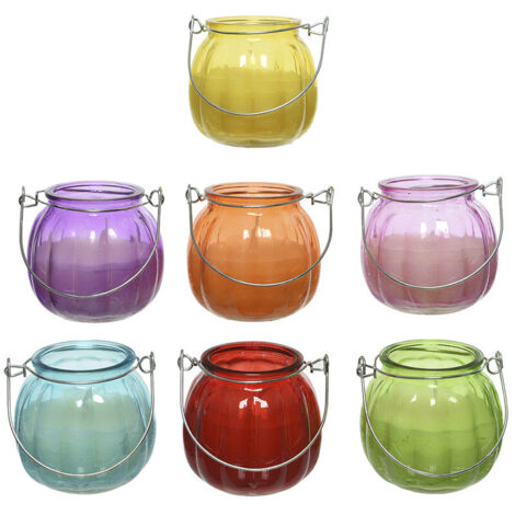 4 Bougie à La Citronelle Avec Pot En Verre ø8x8cm Couleurs Assorties