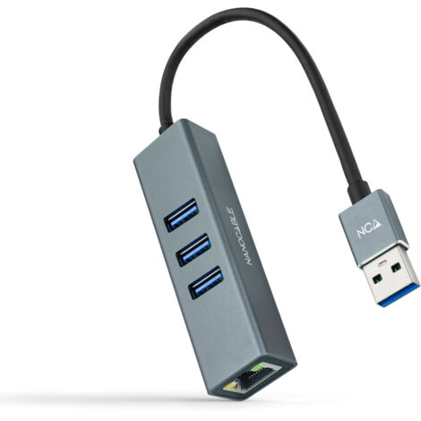 Convertisseur Usb 3.0 vers Rj45 Gigabit Hub 3xusb Nanocable 10.03.0407 (1/2)